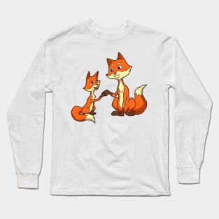 Father and son make fistbump - fox Long Sleeve T-Shirt